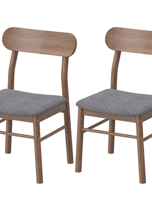 Set of 2 Dining Chairs, Upholstered Dining Room Chairs with Rubberwood Legs and Padded Seat for Kitchen, Gray
