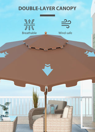 8.8' Patio Umbrella with Push Button Tilt and Crank, Brown