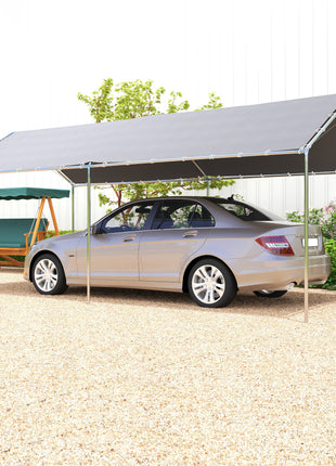 9.6' x 19.5' Carport Heavy Duty Galvanized Car Canopy w/ Included Anchor Kit, 3 Reinforced Steel Cables, Gray