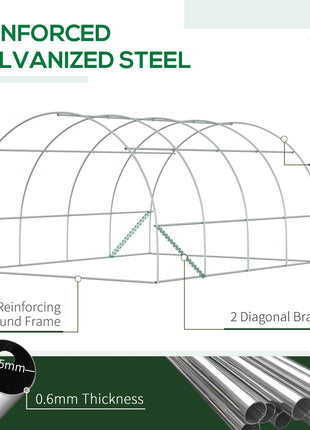 13' x 10' x 6.5' Walk-in Tunnel Greenhouse with 2 Zippered Mesh Doors & 10 Mesh Windows, Upgraded Gardening Plant Hot House with Galvanized Steel Hoops, Green