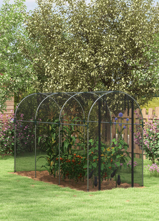 Galvanized Steel Crop Cage, Plant Protection Tent with Zippered Door, 4' x 12', Black