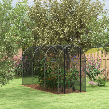 Galvanized Steel Crop Cage, Plant Protection Tent with Zippered Door, 4' x 12', Black