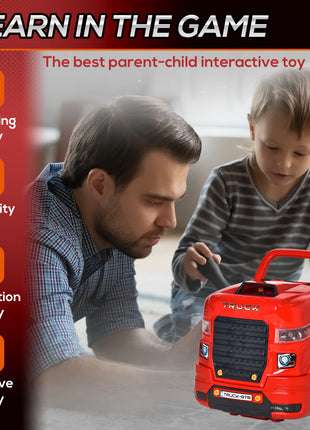 Mechanic Kids Truck Engine Toy Set, Car Service Play Set, Red