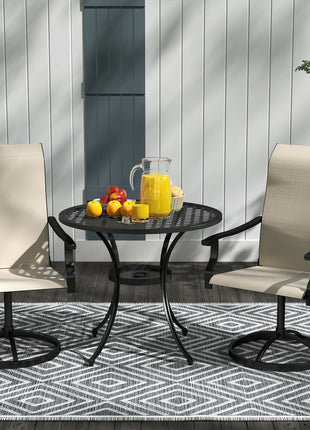 Patio Swivel Chairs Set of 2, High Back Patio Dining Chairs with All-Weather Mesh for Backyard, Lawn, Garden, Beige