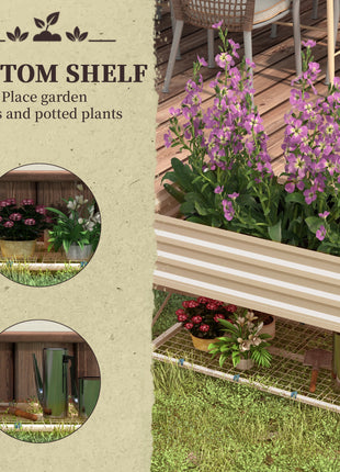 Galvanized Raised Garden Bed, Metal Planter Box with Legs, Storage Shelf and Bed Liner, Cream