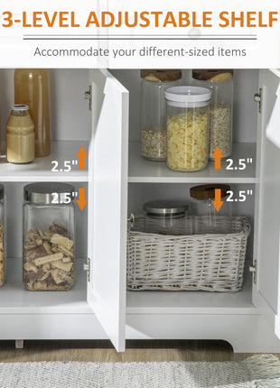 Sideboard Buffet Cabinet, Modern Accent Cabinet with 2 Drawers and Adjustable Shelves, Entryway Cabinet, White