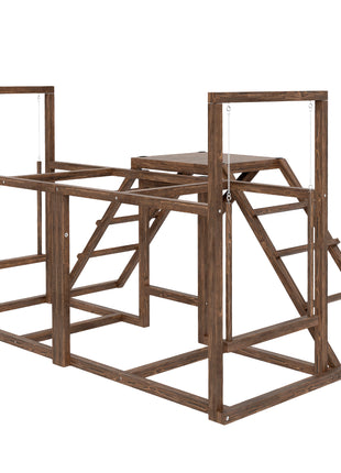 Chicken Activity Play Set with Multiple Chicken Perches, Swing, Ladder, Platform for 3-4 Chickens, Coffee