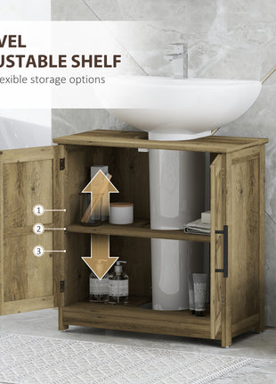 Farmhouse Pedestal Sink Storage Cabinet, Bathroom Sink Cabinet with 2 Barn Doors and Adjustable Shelf, Light Gray