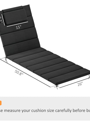 Foldable Chaise Lounge Cushion Set of 2, Outdoor Lounge Chair Cushion Set, UPF50+ 230gsm Olefin, 80" x 26" Black
