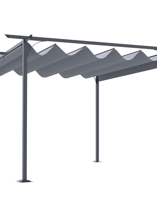 11.5' x 11.5' Outdoor Retractable Pergola Canopy, Metal Patio Shade Shelter for Backyard, Porch Party, Garden, Grill Gazebo, Gray
