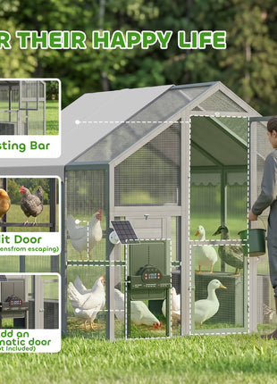 Large Wooden Chicken Run with Waterproof & Anti-UV Cover, for 6-8 Chickens, for Backyard, Farm, 5.5' x 6' x 6'