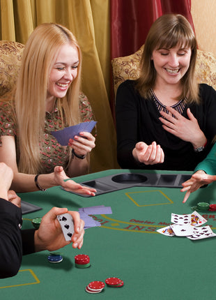 Poker Table Foldable, 47" Octagon Blackjack Poker Game Table for 8 Players with Cup Holders and Chips Tray, Green Felt