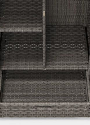 Outdoor Storage Cabinet with Shelves, Rattan Pool Towel Storage Cabinet with Removable Shelf & Drawer, Dark Gray