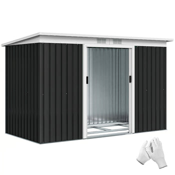 9' x 4' Metal Outdoor Storage Shed, Tool House with Double Lockable Doors for Backyard, Patio, Lawn, Garage, Dark Gray