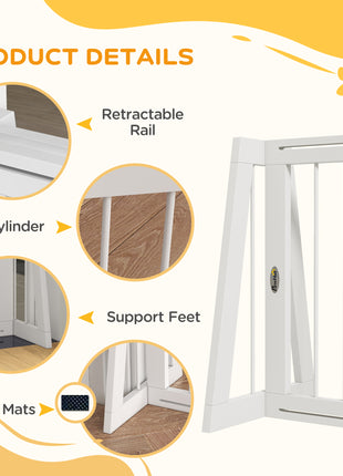 28"-75" Freestanding Wooden Pet Gate with Support Feet & Non-Slip Mats for Indoor, Stairway, Doorway, White