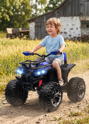 12V 4 Wheeler Kids ATV with Music, Headlights for 37-60 Months Boys and Girls, Blue