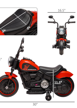 6V Kids Motorcycle w/ Training Wheels, Single-Button Start, Red