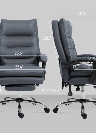Microfibre Massage Office Chair, Heated Reclining Chair with Footrest, Double-tier Padding, Swivel Wheels, Dark Gray
