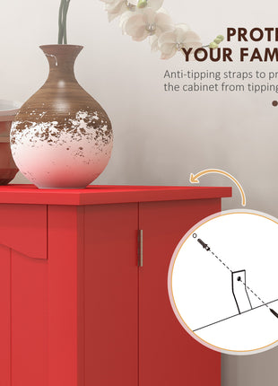 Kitchen Sideboard Cabinet, Large Kitchen Storage Cabinet w/ Double Doors & 5-tier Shelving for Home, Dining Room, Red