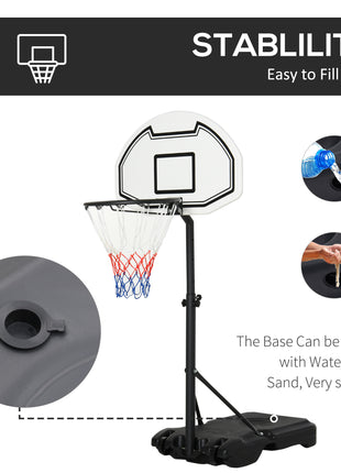 Height Adjustable Basketball Hoop, Portable Basketball Stand, 30" Backboard, Indoor Outdoor Goals Set for Kids Youth Adults