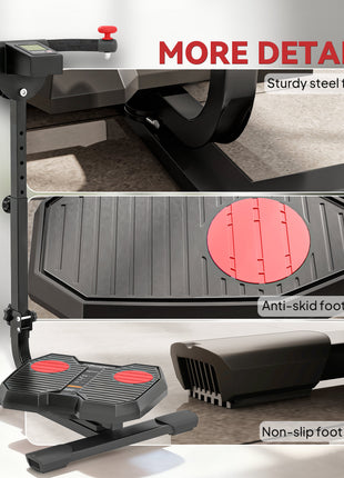 Foldable Ab Twister Board for Waist Trimming with LCD Display, Ab Workout Equipment for Women and Men, Red