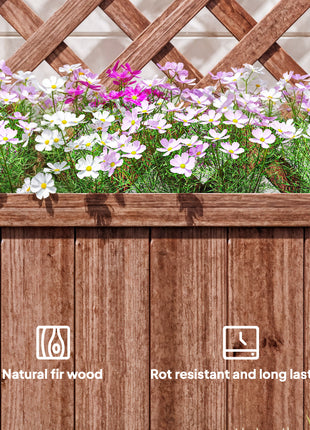 Wooden Raised Garden Bed, Raised Planter Box, Planter with Trellis for Climbing Plants Flowers, Orange