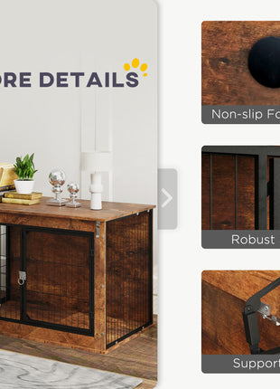 39" Dog Crate Furniture with Flip-up Top Opening, 2 Doors, Dog Kennel Furniture for Large Dogs, Rustic Brown