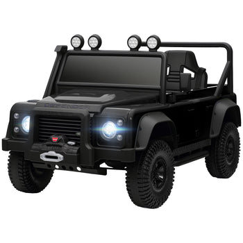 Land Rover Licensed Electric Car for Kids with Remote Control, Dual Motors, Spring Suspension, LED Lights, Black