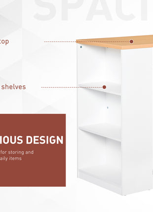 Modern Bar Table Counter Height Dining Table with 3 Storage Shelves for Kitchen, Dining Room, Living Room, White