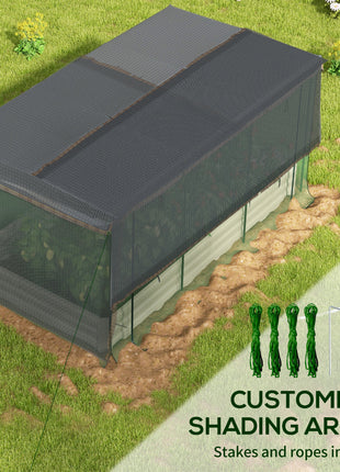 Galvanized Steel Planter Box with Crop Cage and Shade Cloth, Raised Garden Bed for Flowers, Veggies and Herbs, Beige
