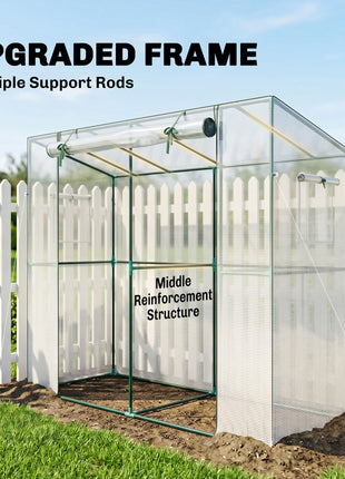 Walk-in Portable Greenhouse Small Greenhouse for Outdoors with UV-resistant PE Cover, 6.6' x 2.5' x 5.6' White