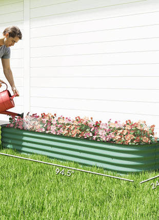 7.9' x 2' x 1' Galvanized Raised Garden Bed Kit, Metal Planter Box with Safety Edging, Green