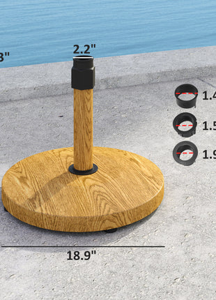 Patio Umbrella Base Holder, Outdoor Umbrella Base with Adjustable Pads, Heavy Duty Patio Umbrella Stand Base for Garden, Poolside, Nature Wood