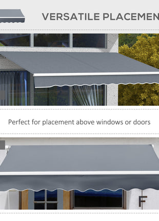 10' x 8' Patio Awning, Manual Retractable Sun Shade with UV Protection and Easy Crank Opening, Dark Gray