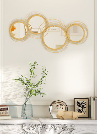 42.25" Circle Mirror for Wall, Modern Metal Wall Art for Living Room, Bedroom and Dining Room, Gold