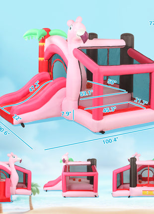 Inflatable Bounce House with Ball Pool, Basketball Hoop, Jumping Bouncy Castle with Blower for Indoor Outdoor, Pink