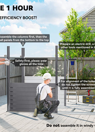 4.6' x 9' Outdoor Storage Shed, Lean to Metal Shed with Foundation Kit, Lockable Doors and Gloves for Patio, Lawn, Gray