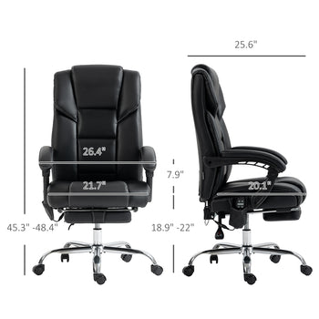 6 Point Vibration Massage Office Chair with Heat, PU Leather Computer Chair with Adjustable Height Reclining Back, Black