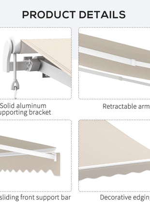 16'x10' Electric Retractable Awning Sunshade Shelter with Remote Controller & Crank Handle for Deck Balcony Yard, Cream