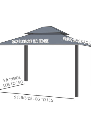10' x 10' Hardtop Gazebo, Pavilion Gazebo with Curtains, Nettings, Aluminum Frame, Hooks, for Garden, Patio, Dark Brown