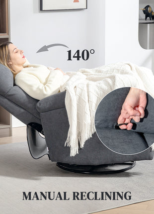 Recliner Chair, Wide Swivel Rocker Chair, Overstuffed Single Sofa with Pocket Spring, Footrest, Quick Assembly, Gray