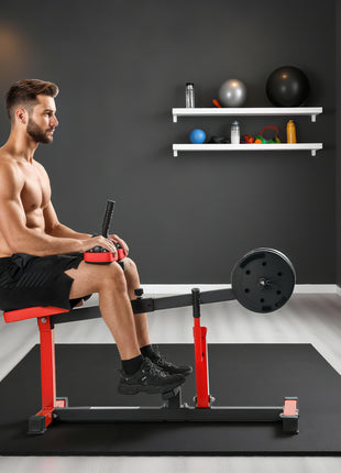 Adjustable Steel Seated Calf Raise Exercise Strength Training Gym Equipment, Red