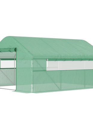 13' x 10' x 6.5' Tunnel Greenhouse Hoop House with Upgraded Galvanized Steel Frame and Large Windows, Green