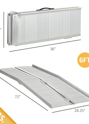 Textured Aluminum Folding Wheelchair Ramp, 6'