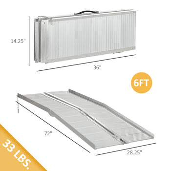 Textured Aluminum Folding Wheelchair Ramp, 6'