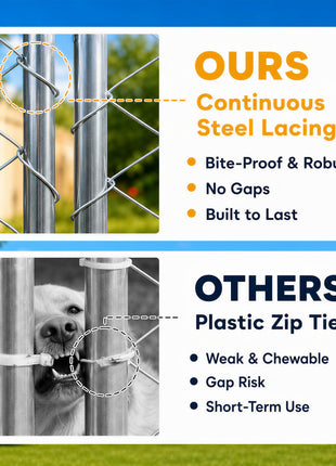 Heavy Duty Outdoor Dog Kennel with Waterproof Roof, 2 Secure Latches, Chain Link Dog Run for Backyard, 20' x 15' x 8'