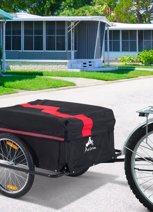 Bicycle Cargo Trailer, Two-Wheel Bike Luggage Wagon Trailer with Removable Cover, Wheel 20", Red