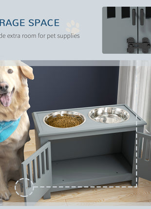 Dog Food Storage Cabinet with Bowls & Dog Feeding Station, Gray