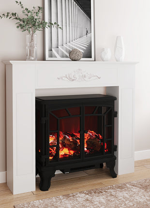 Freestanding Fireplace Surround, Modern Fireplace Mantel with Leg for Electric Fireplaces, 44.7" W x 40" H, White