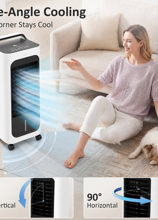 Room Air Cooler with Ice Packs, Ice Cooling Fan Water Humidifier Unit with Remote, Timer, Oscillating